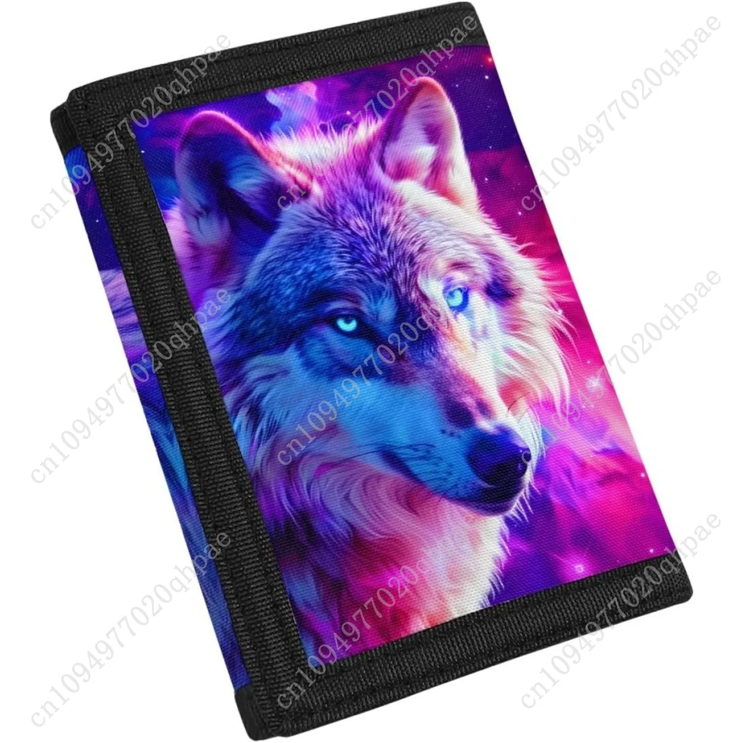 GLUDEAR Kid Wolf Trifold Wallets Outdoor Print Wallet Money Organizer for Teens Girl Boy Birthday,Rose Galaxy Wolf
