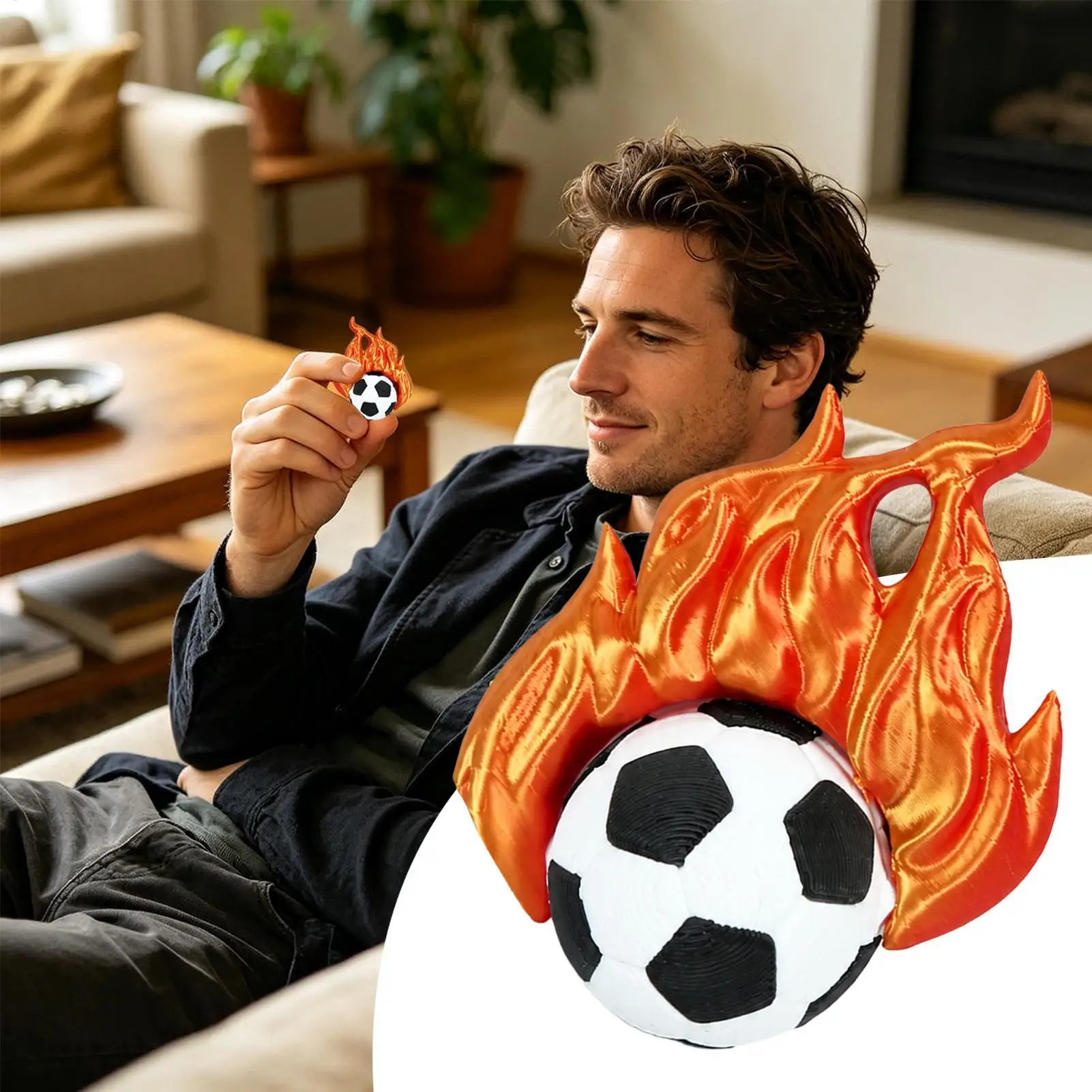 Mini Soccer-Themed Stress Relief Toy 3D Flame Shape Toy Desktop Decoration Gift for soccer enthusiasts, students, party gifts