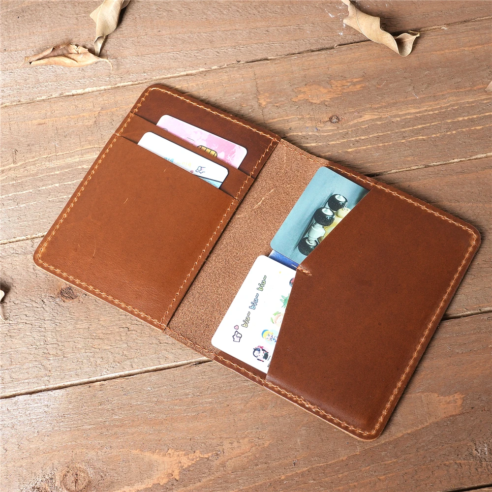 

Genuine Leather Credit Card Holder Men Fashion Vintage Small Wallet Money Bag ID Card Case Mini Purse Short Wallet For Male