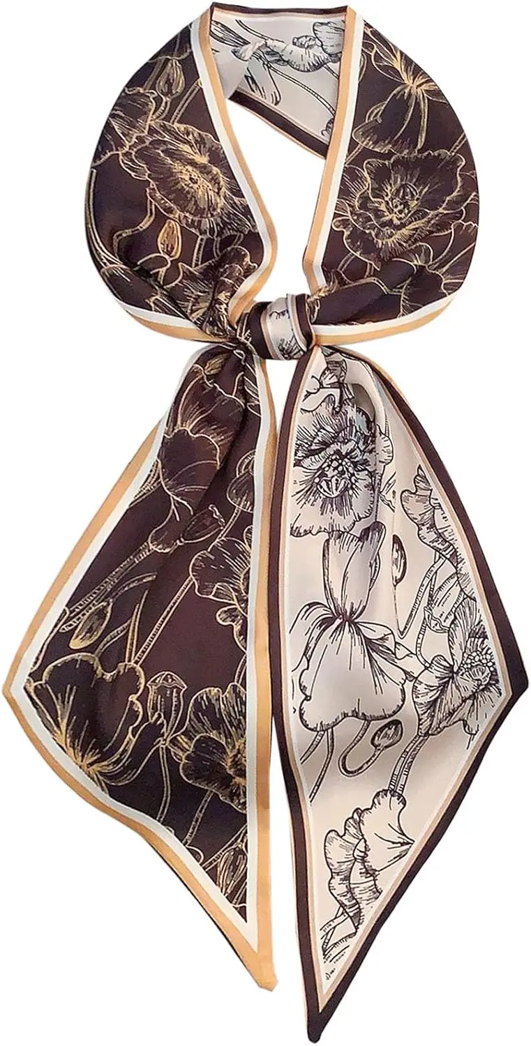 

Head Scarf Purse Handle Neck Satin Hair Scarfs For Bag Lightweight Silky Long Thin Women's Fashion Scarves