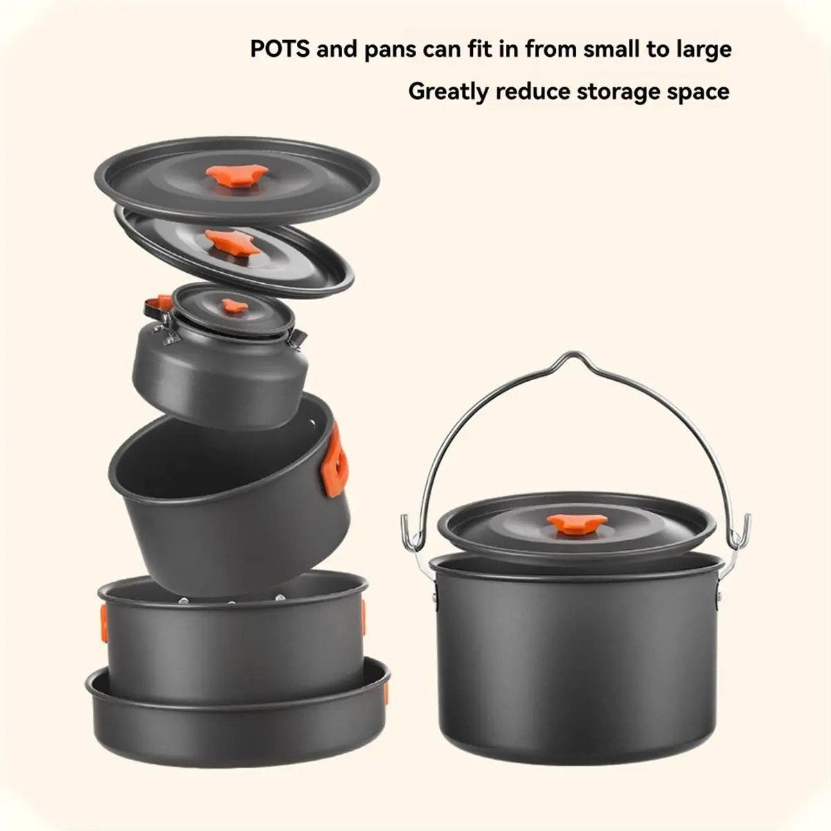 

3-5 People Outdoor Cooking Pot Set Set Camping Cookware, Rice Cooker, and Kettle Set Camping Cooking Utensils
