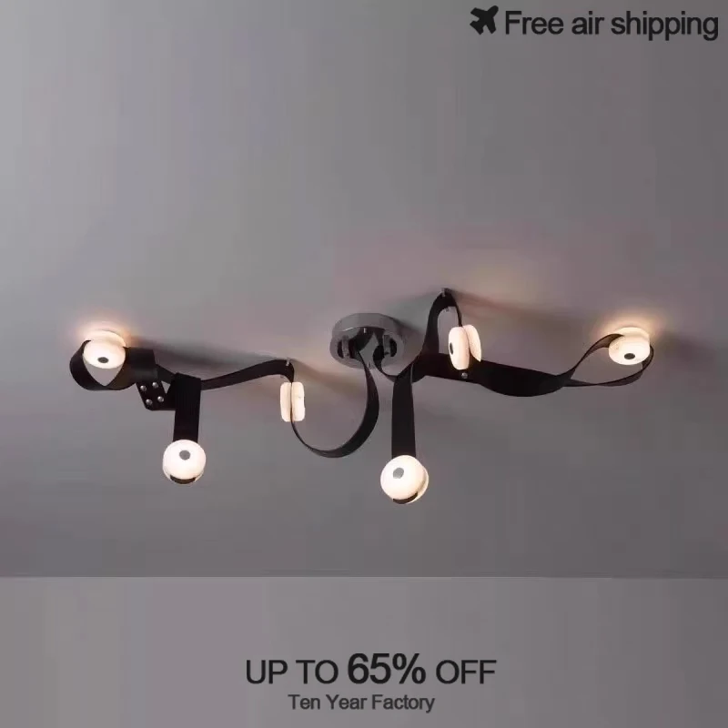 European Style Artistic DIY Leather Belt LED Pendant Light Ceiling Hanging Lamp Suspension Chandelier