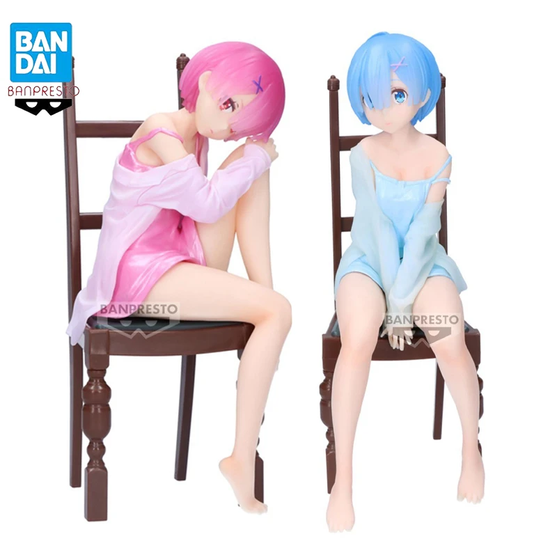 Original Bandai Banpresto Re：Zero-INFINITY Relax time REM RAM Color Variant Anime Figure Collectible Model Dolls Ornament Gifts