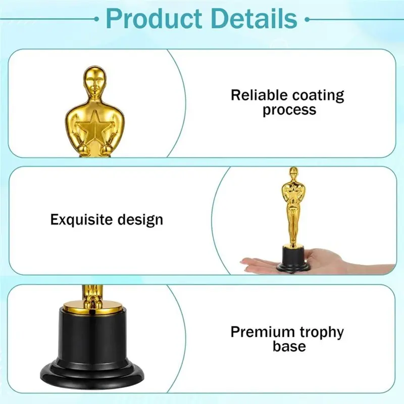 B03B-24 Pack Gold Award Trophies, 6 Inch Plastic Gold Award Trophy Awards For Competition, Sports