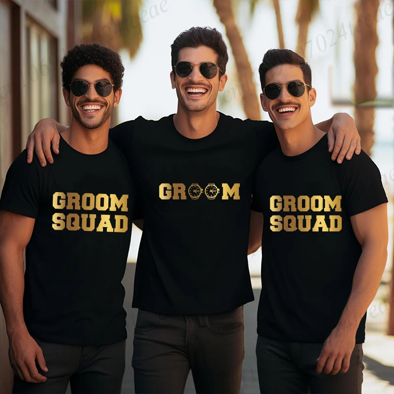 Funny Groom Squad Shirt for Wedding Day Groomsmen Team Groom Watch Graphic Tee for Bachelor Party, Engaged Celebration Clothes