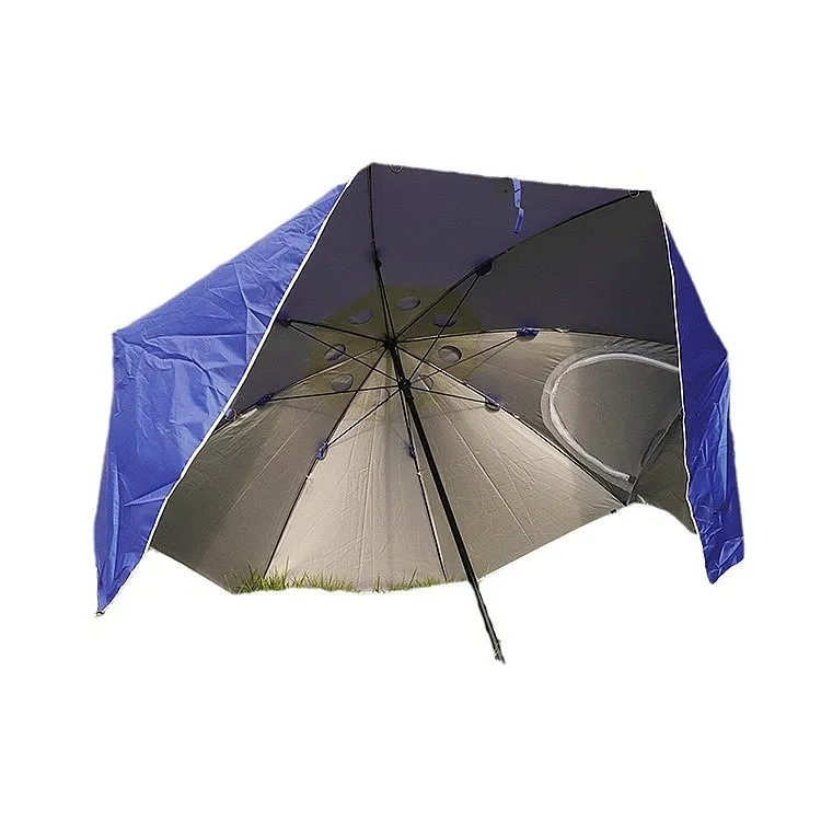 2.4M Oxford Silver Tape Fishing Umbrella Outdoor Sunscreen Sunshade with Transparent Window