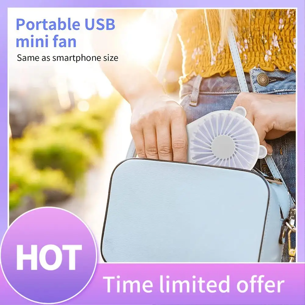 

Ручной мини-USB-вентилятор A11R, портативный карманный USB-вентилятор с перезаряжаемой батареей и держателем, 3-скоростной регулируемый дизайн, подходит для детей