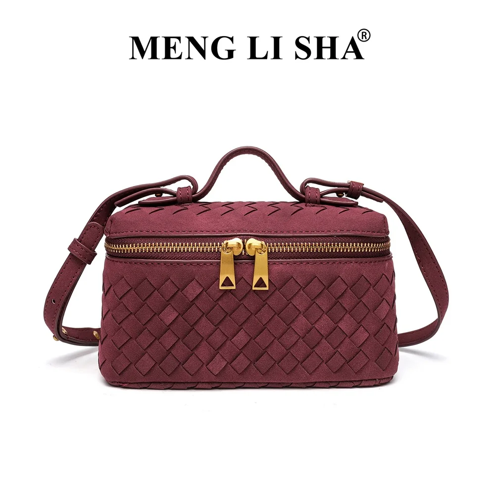 MENGLISHA Box Bag Crossbody Geweven Handtas, Veelzijdige Tote, Lunchbox-stijl, Boston Draagtas, Trendy Kleine Vierkante Schoudertas