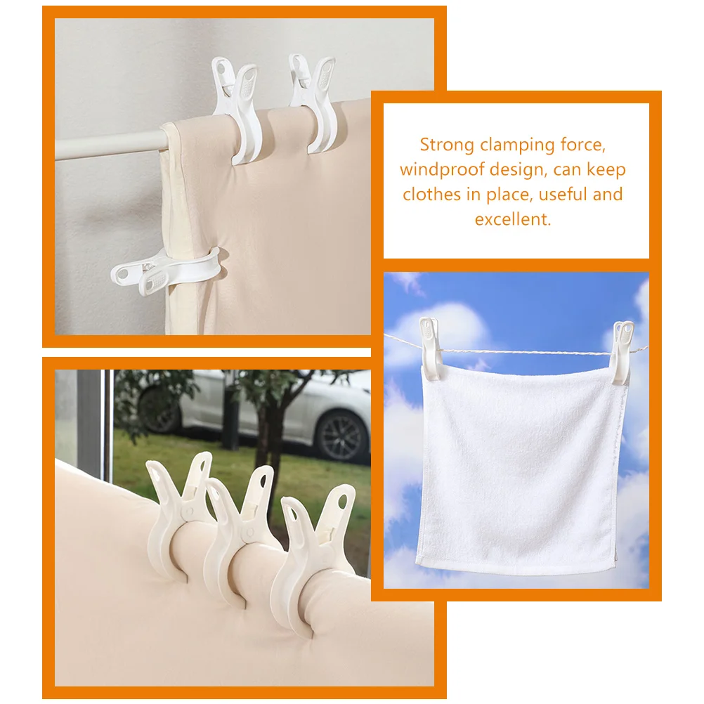 

15pcs Windproof Clips Quilt Clothes Blankets Beach Towel Multi functional Strong Clamping Nonslip Safe Drying PP Material Long