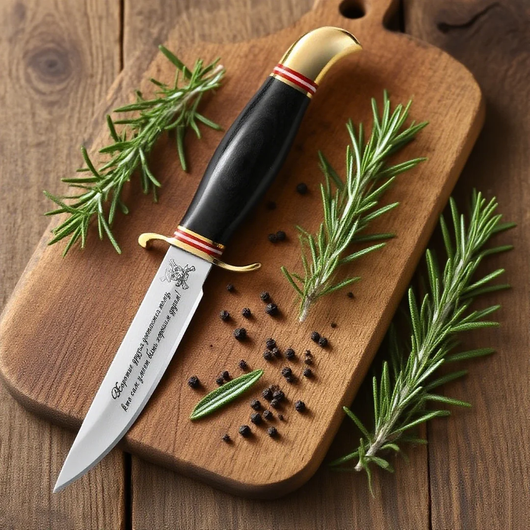 

Russian Cheka - Handcrafted steak knife, sharp household meat slicer, brass and ebony handle storage knife, sharp fruit knife