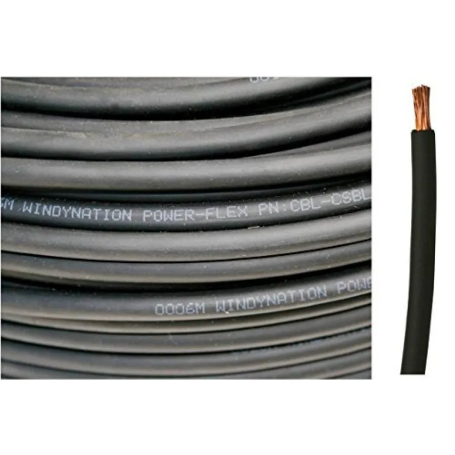 

2 AWG 2 Gauge 30 Feet 30 ft Black Welding Battery Cable Made of Pure Copper for Flexible Wiring Applications in Vehicles RVs In