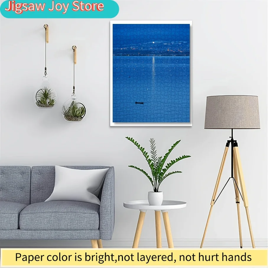 1 Duży Puzzle dla Dorosłych - Motyw Północnego Wybrzeża z Widokiem na Miasto, Trudne Puzzle z Ponad 500 Unikalnymi Elementami, Prezent Urodzinowy