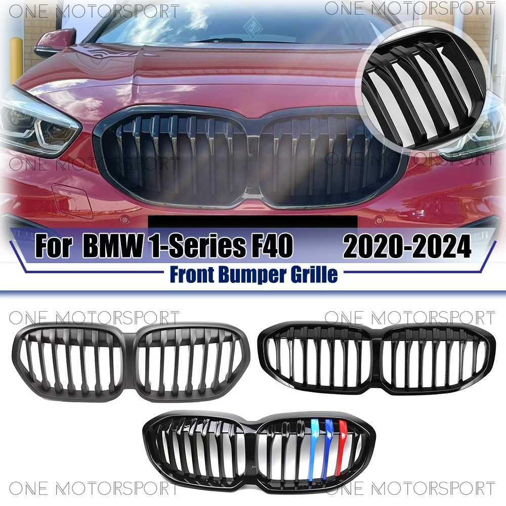 

Single Line Style Matte Black Racing Grille Bumper Grilles For BMW 1-Series F40 2020-2024 Glossy M-Color Front Bumper Grille