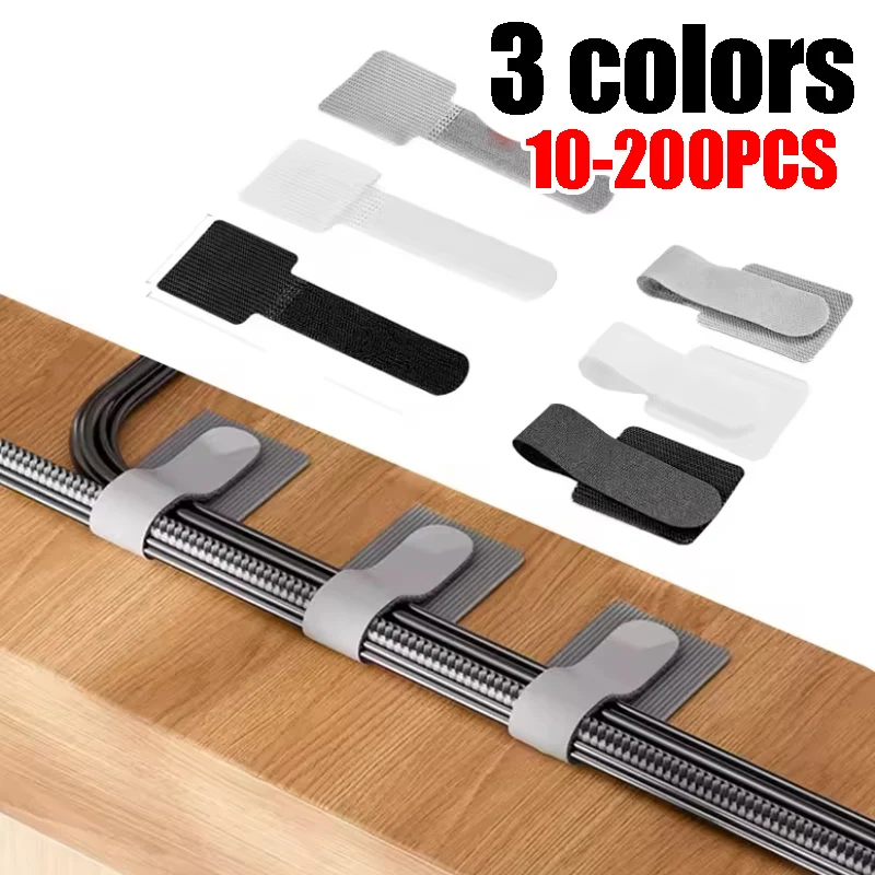 

Усовершенствованные многоразовые кабельные стяжки с крючками и петлями, самоклеящаяся регулируемая конструкция для аккуратной настольной системы управления проводами