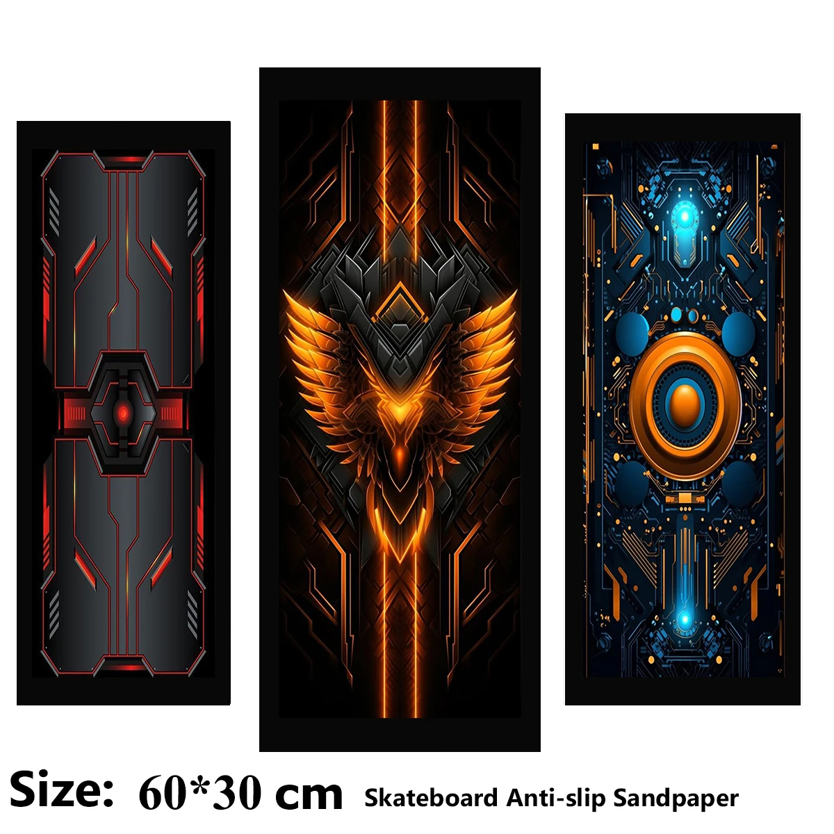 

Dark-themed Mechs Pattern Electric Scooter Anti-slip Sticker Sandpaper Skateboard Grip Tape Sheet 60*30cm