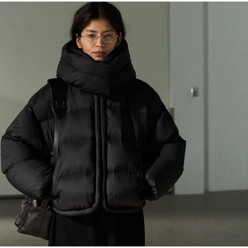 Hooded Stand Collar Fitted Puffer Coat Zip‑Up Oversized 2026 Winter Women Warm Padded Jacket Glam Causal Lady Cotton‑Padded Coat
