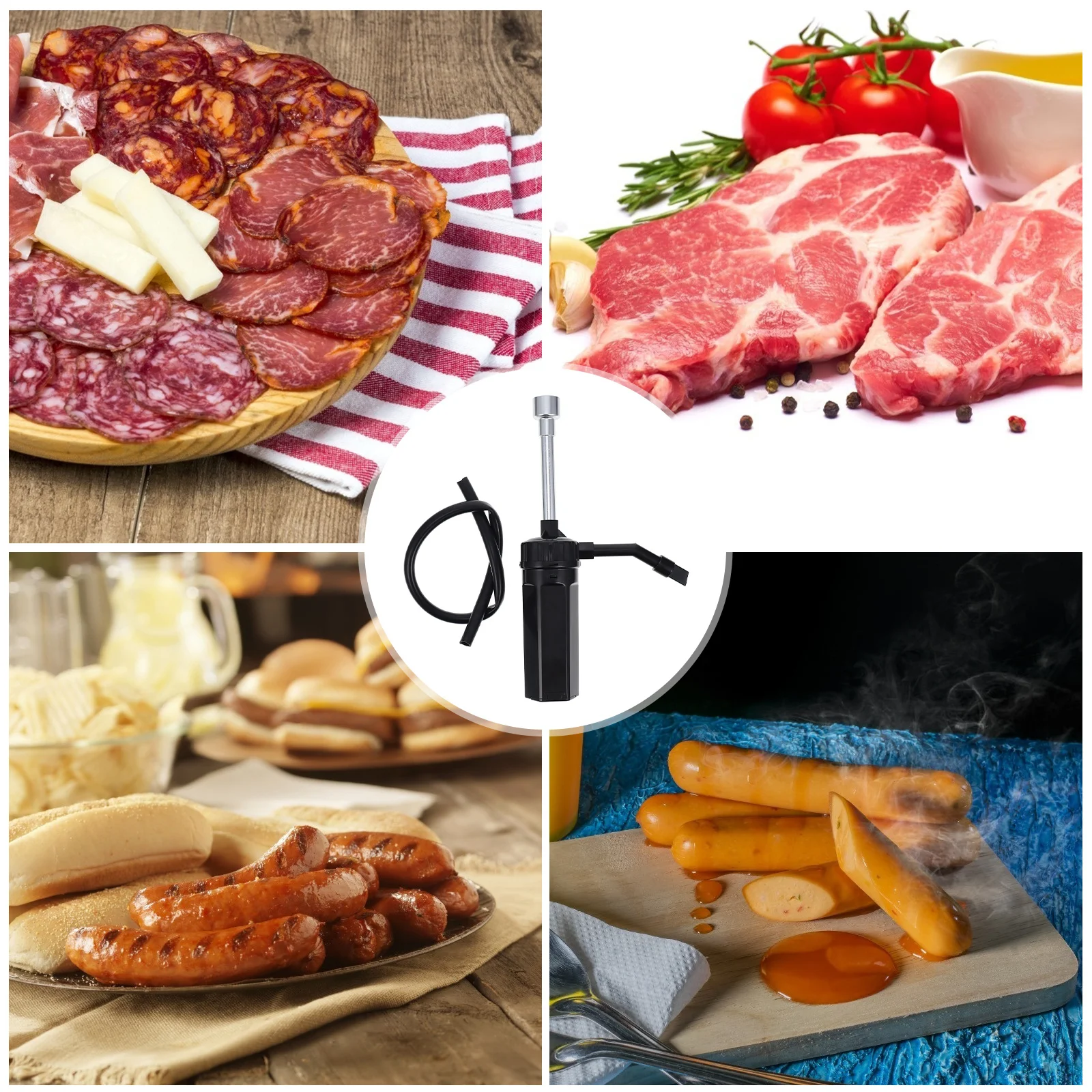 

1 шт. портативный заварочный прибор для дыма с удлинительной трубкой, черный для барбекю, курильщика, лосося, стейка, сыра, коктейля, кухни, пикника на открытом воздухе