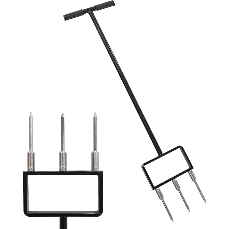 

Manual Lawn Aerator Core Aerator Tool with Stainless Steel 3Corer Design for Compacted Garden Soil Ideal for Yard Maintenance a