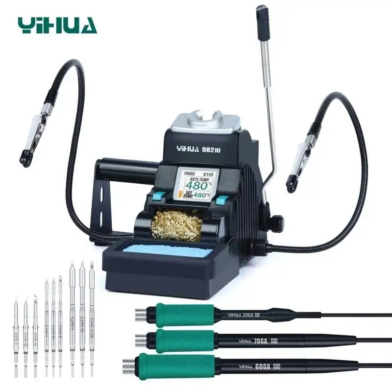 مجموعة منصة اللحام Ihua 982-III 194-842 F PID للتحكم في التسخين LCD بالألوان الكاملة لتكامل صيانة PCB وSMD المثالية. #3