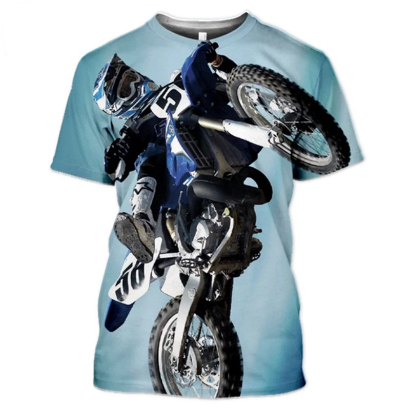 Summer Moto Biker T-shirt for Men Clothing Motocross Racing 3D Printed Tops Cool Girl Casual Short Sleeve Fashion Streetwear Tee