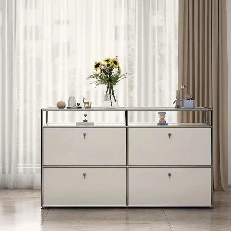Modern Modular Sideboard Living Room Cabinet Storage Cabinets Combination TV Stand for Customizable Steel Frame Wood  Furniture