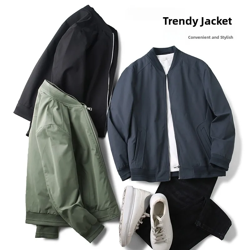 

High-End Men's Loose Fit Cotton Jacket Baseball Collar Autumn Winter Outerwear Comfortable Casual Style Youthful Trend