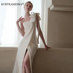 Robe de mariée en Satin blanc de luxe pour mariée, longue, Sexy, élégante, avec fente latérale, pour les invités au bal, au Cocktail, pour l'été, 2023