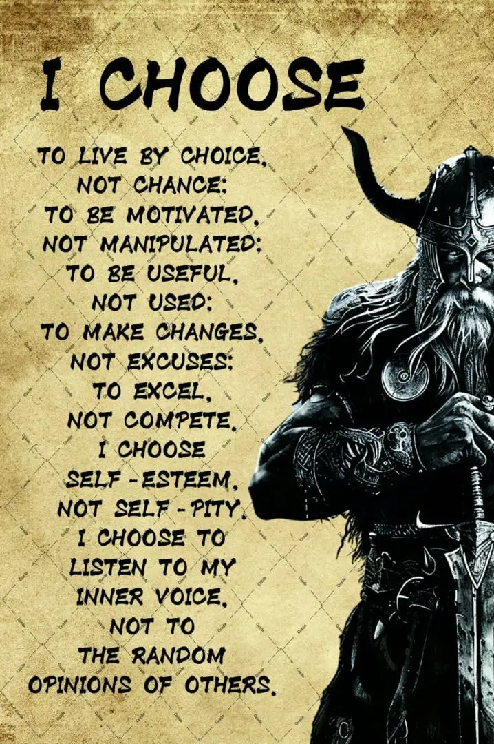 Cusde Metal Tin Sign Samurai Wall Art I Choose to Live by Choice Wall Decorations Vintage Poster Retro Dec