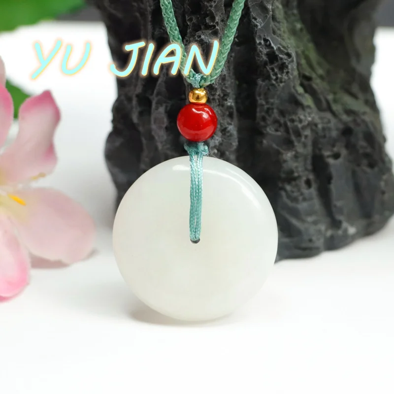 New Product Natural Authentic Hetian Jade Brand Pendant Quality White-Jade Lucky Charm Fengshui Neck Chain Necklace Fine Jewelry