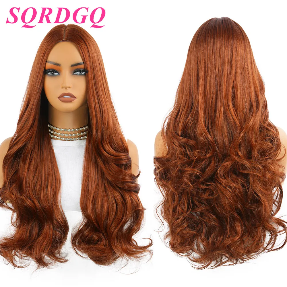 

SQRDGQ 26 дюймов синтетические волосы женские парики длинные натуральные волнистые женские парики средняя часть парик женские повседневные вечерние парики для женщин