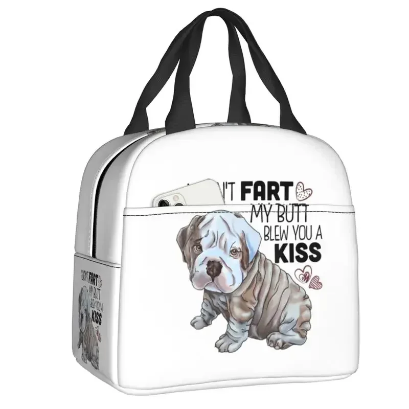 Custom English Bulldog Lunch Bag Men Women Thermal Cooler Insulated Lunch Box for Adult Office