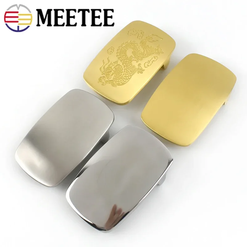 Meetee 1Pc/2Pcs 39mm High-grade Stainless Steel Brass Men Belt Buckle for 37-38mm Belts Clasp Head Jeans Leather Craft Accessory