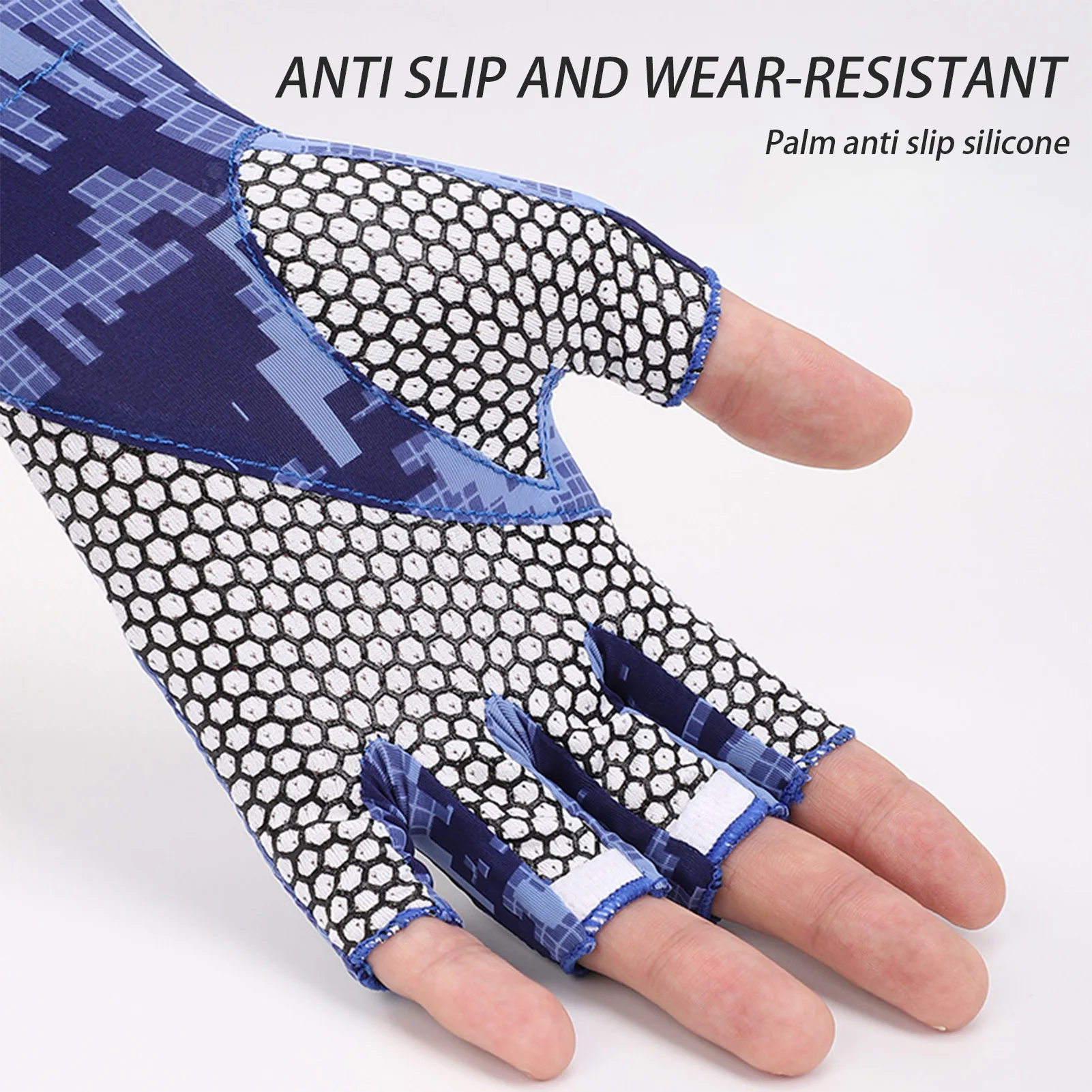 

Outdoor Cycling Long Arm Sleeves Ice Silk Sports Sun Protections Half Finger Gloves for Basketball Golf Football