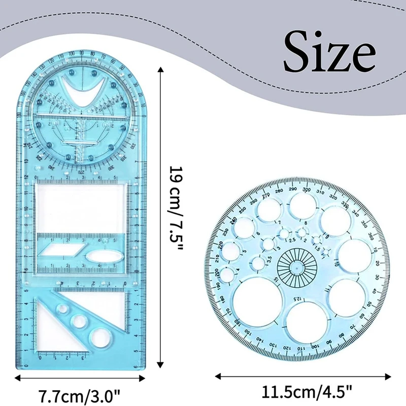Multifunctional Geometric Ruler, Geometric Drawing Template Measuring Tool Draft Rulers For School Office With Pencil