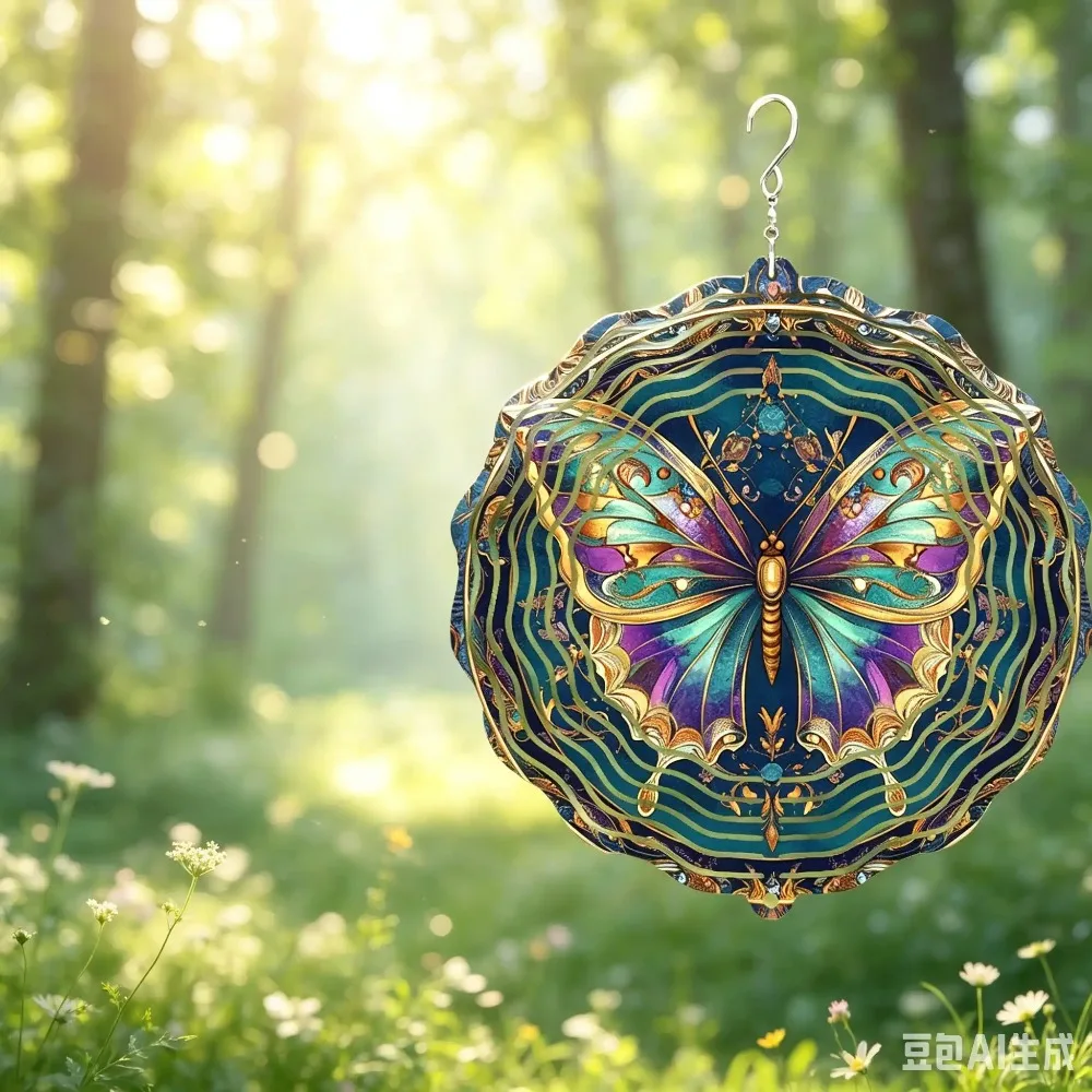 CIFBUY Wind Chime Wind Spinner 360 Degree Rotating Hook Kaleidoscope Pattern Metal Garden Yard Patio Outdoor Hanging Decor