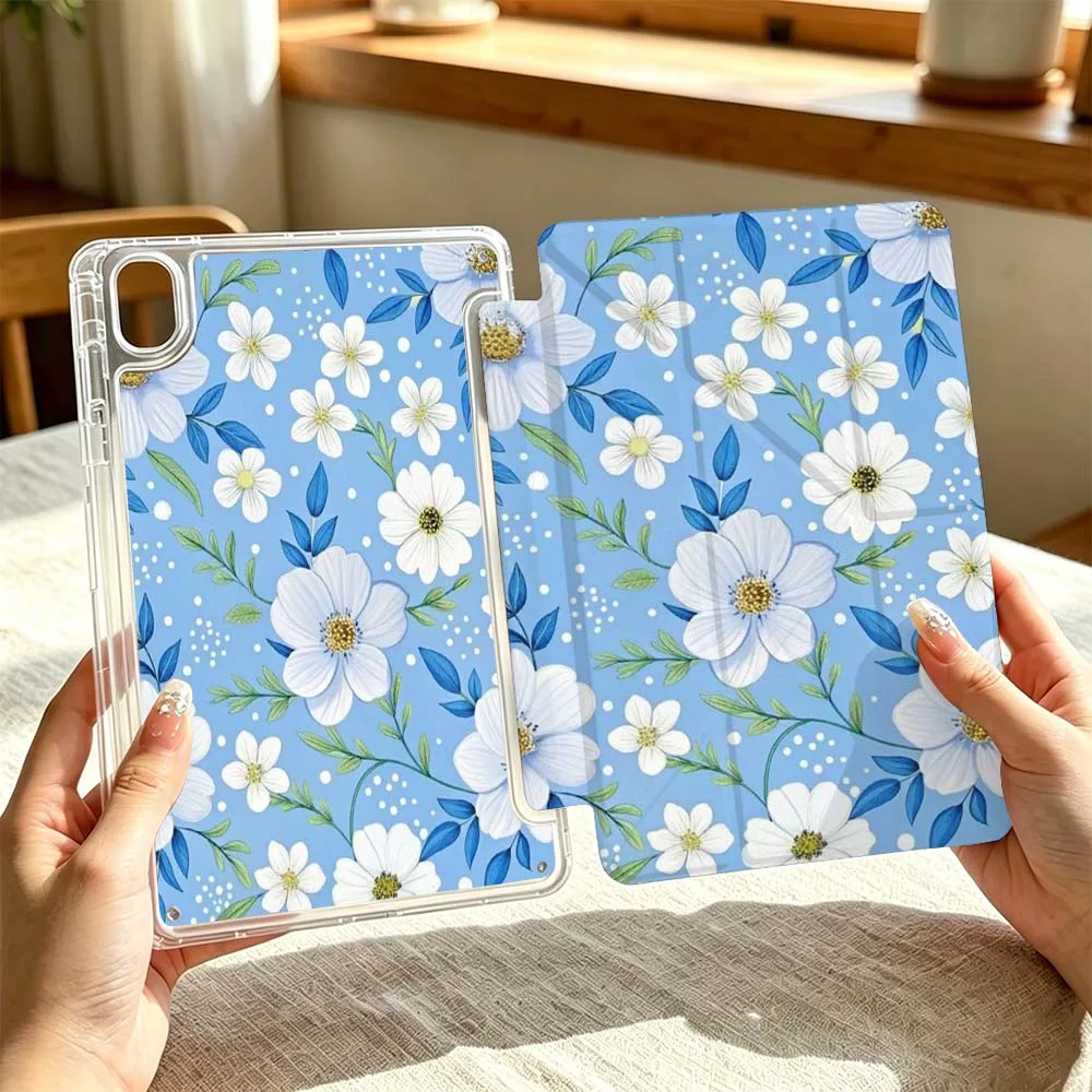 

Blue Floral Pattern Cover For Huawei MatePad Pro SE Honor Pad 9 V9 GT X9 10.8 11 13.2 inch Pro 3Y Tablet Case