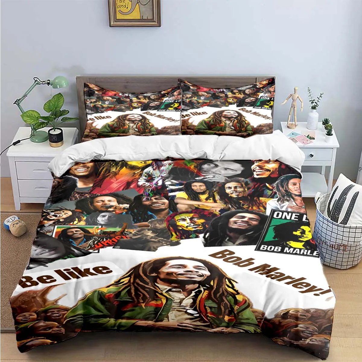 

Pop Singer R-Reggae Bob Marley Pattern Bedding Sets Bed Supplies Set Duvet Cover Comforter Set Bedding Set Luxury Birthday Gift