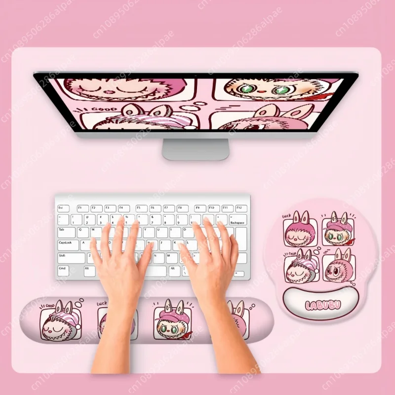 Nova venda labubu protetor de pulso mouse pad silicone teclado titular conjunto labubu periférico computador mesa almofada personalizado suporte de pulso presentes