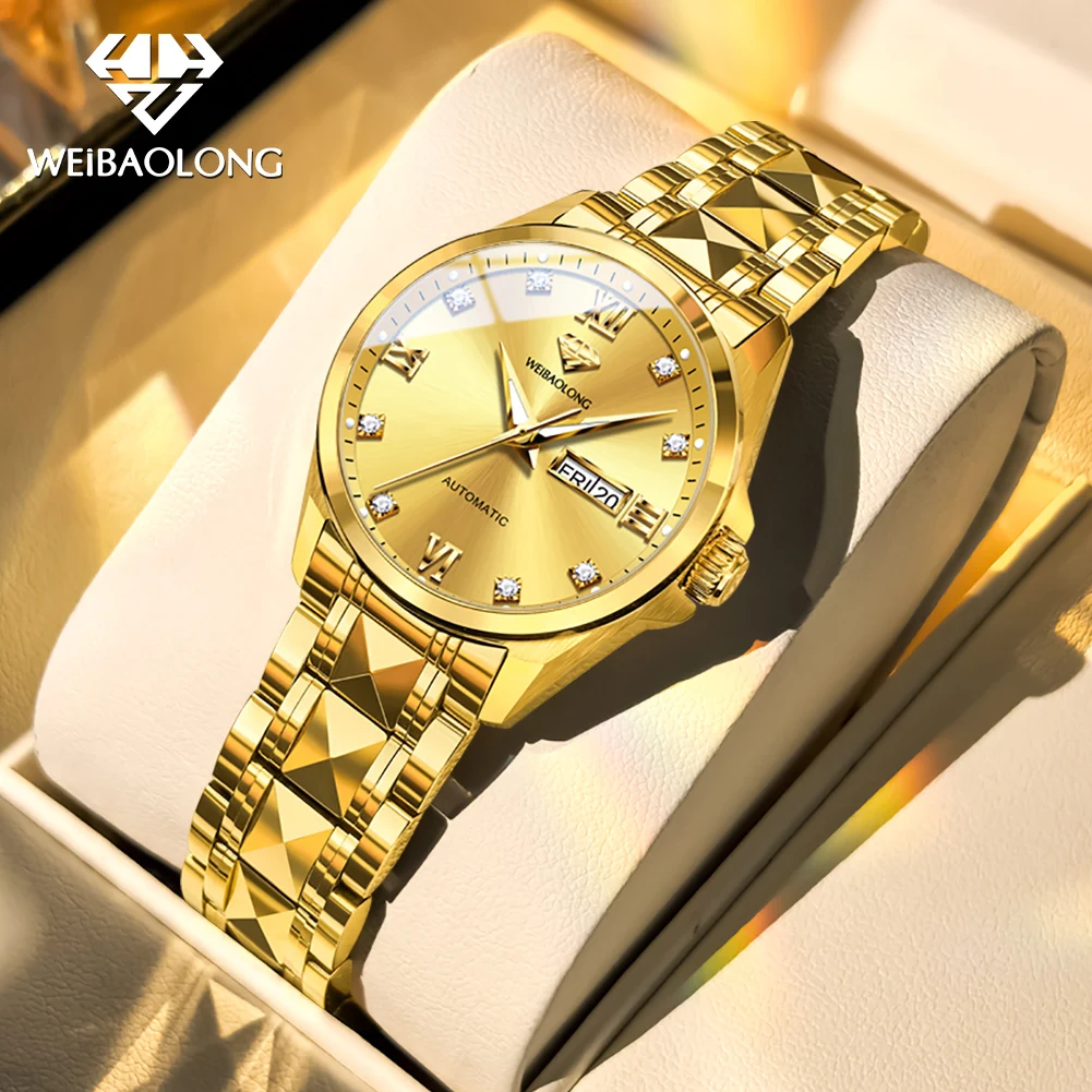 WEiBAOLONG Ladies Watch Real Diamond Dual Calendar Waterproof Luminous Limited-edition Japan Movement Automatic Mechanical Watch
