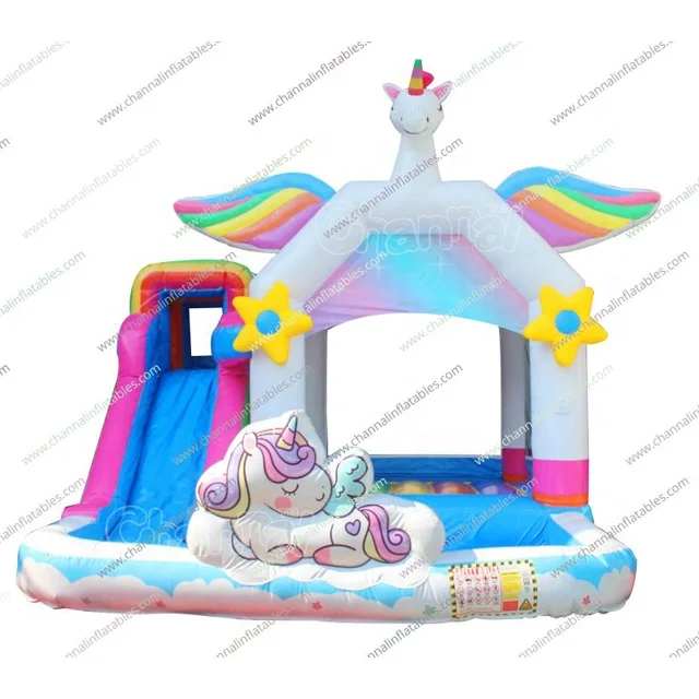 

Cute and Popular Inflatables Among Kids Inflatable Combo with Water Slides Bounce House Theme Park Swimming Pool