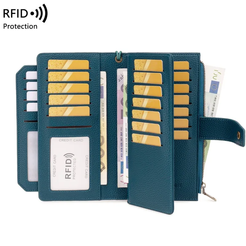 

Женский кошелек-клатч из искусственной кожи с узором «личи», европейский и американский стиль, с множеством отделений для карт, длинный кошелек