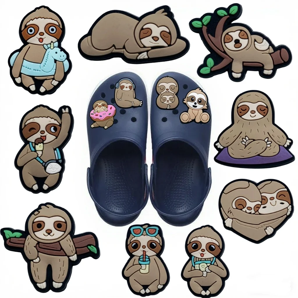 

1-13pcs Cartoon Sloth Series Shoe Buckle Charms Funny Cartoon Character for Clogs DIY Accessories For Kids Xmas Birthday Gifts