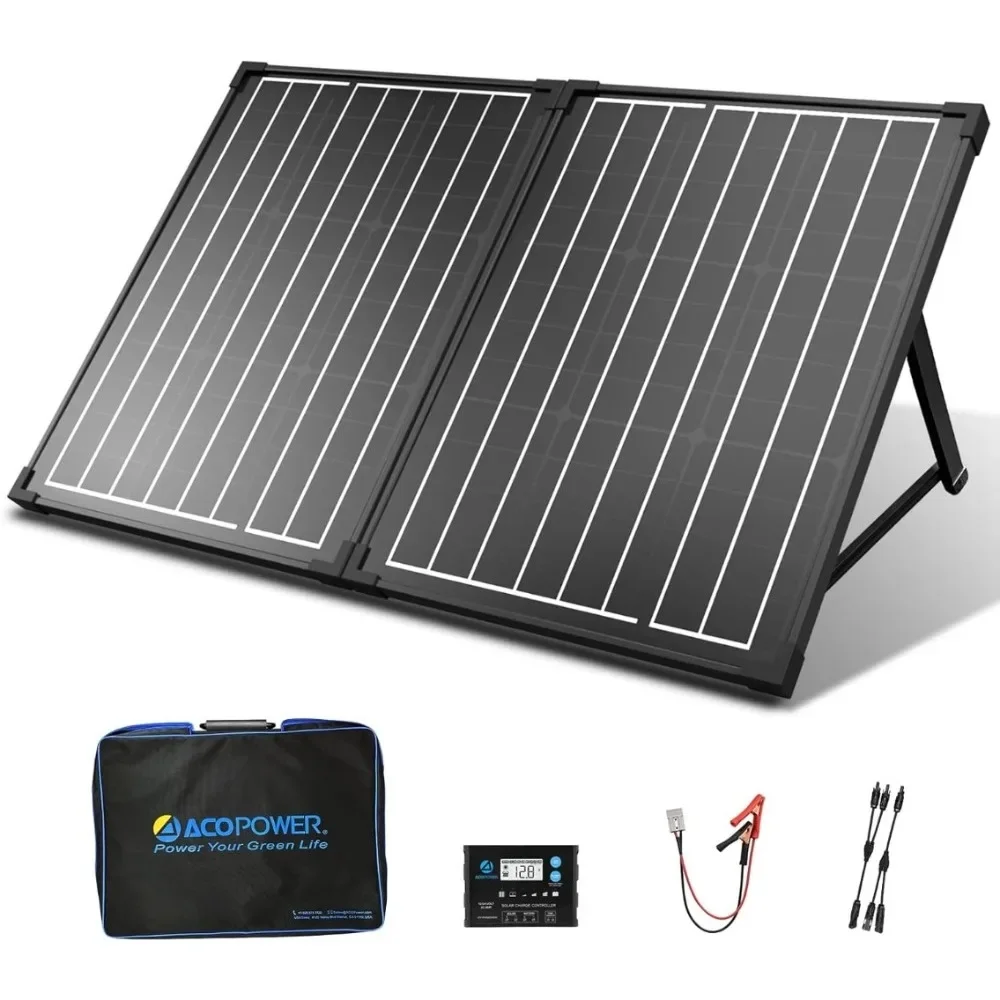 

100Watt 12 Volt Portable Solar Panel with Waterproof 20A Charger Controller Foldable Solar Panel Kit Monocrystalline for Camping