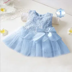 Summer Baby Girl Dress Lace Tulle Tutu Infant Vestido Princess Dress Floral Embroidery Newborn Gown Toddler Dresses Clothes 0-2Y