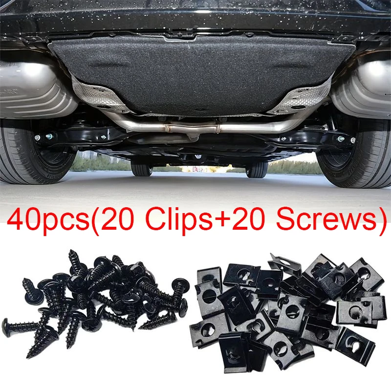 40pcs Car Body U Nut Clips & Self-Tapping Screws Set, Auto Motorbike Fairing Bumper Fasteners Car Repair Tools Mudguard Clip