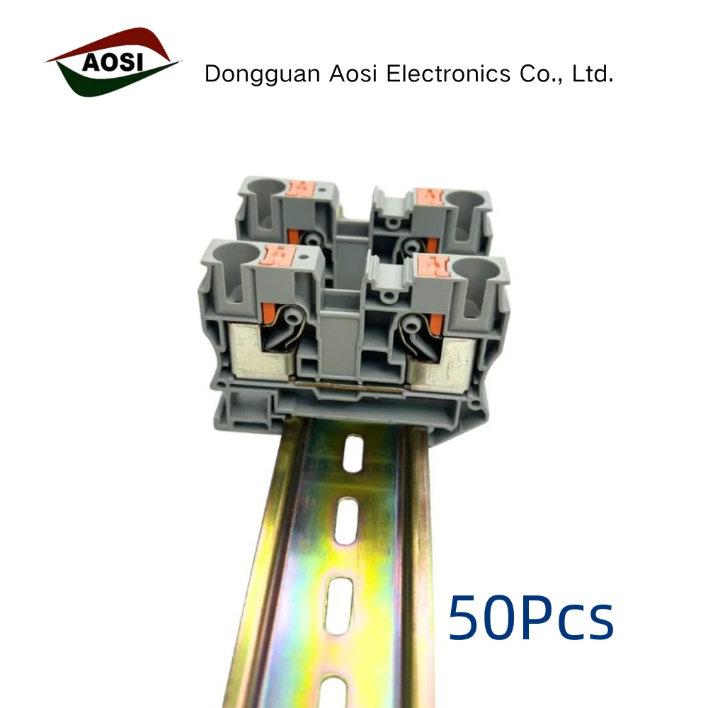 50PCS PT10 Push-in Terminal Block DIN Rail Connector 10mm² Screwless Spring Quick Wiring Terminal
