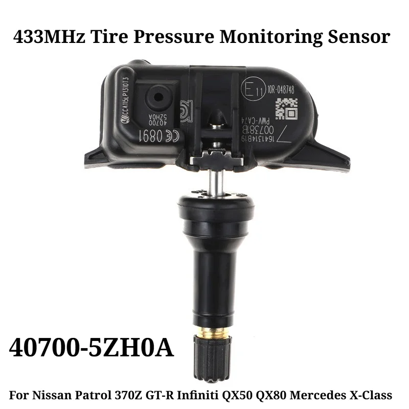 4PCS 40700‑5ZH0A 433MHz TPMS Tire Pressure Monitoring Sensor for Nissan Patrol 370Z GT‑R Infiniti QX50 QX80 Mercedes X‑Class