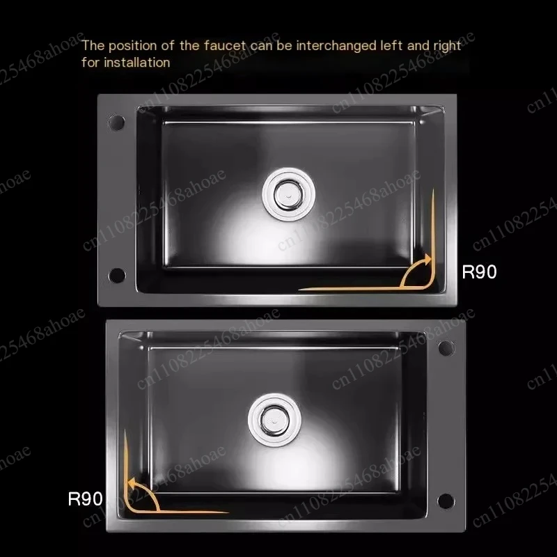 304 Stainless Steel Nano Black Kitchen Sink Thickened Deep Narrow Rectangular Undermount Vegetable Washing Basin