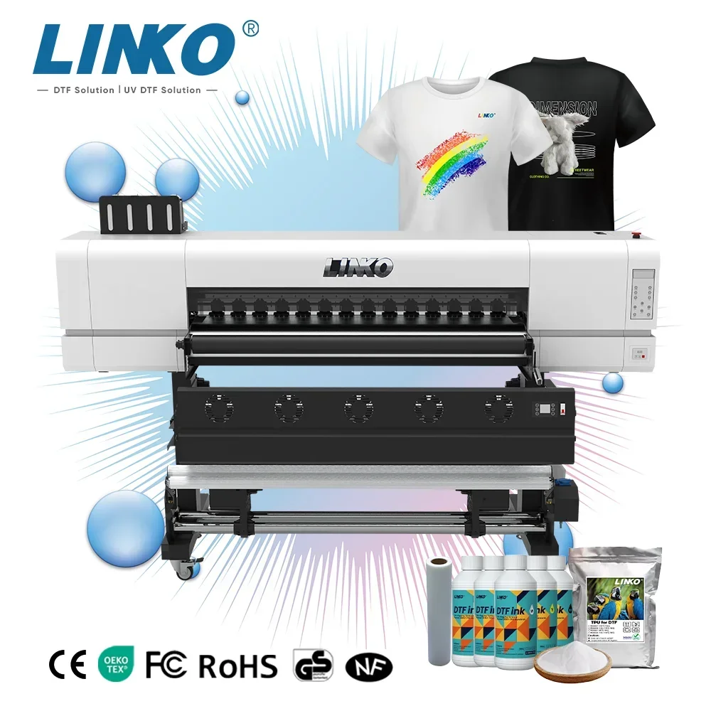 LINKO 1.3 m DTF Printer With i3200 2/4 Print Head T-Shirt ink heat transfer printer for textile dtf printing