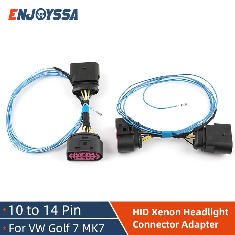 

10 to 14 Pin HID Xenon Headlight Connector Adapter For Golf 7 MK7 Car Accessories